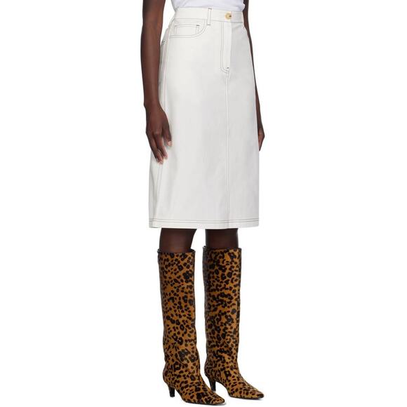 Toteme The Tumbled Cotton Midi Skirt in White FR 36 US 4 - Picture 2 of 4